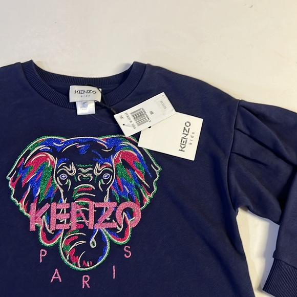 *NWT KENZO KIDS Embroidered Elephant Cotton Fleece Dress Size 8Y - Picture 3 of 4